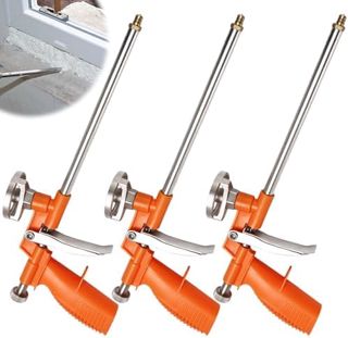 3 Stück Pistolenschaum PU Schaumpistole, Bauschaum Pistole aus Metall, Profi-Dosierpistole mit ergonomischem Kunststoffgriff,für Profi Heimwerker zum Abdichten Füllen Abdichten Orange (Rot)