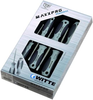 Witte 670002 Maxxpro stainless-Schraubendreher-Satz, 5-teilig, EL SB/PH 1/PH 2, Kartonverpackung