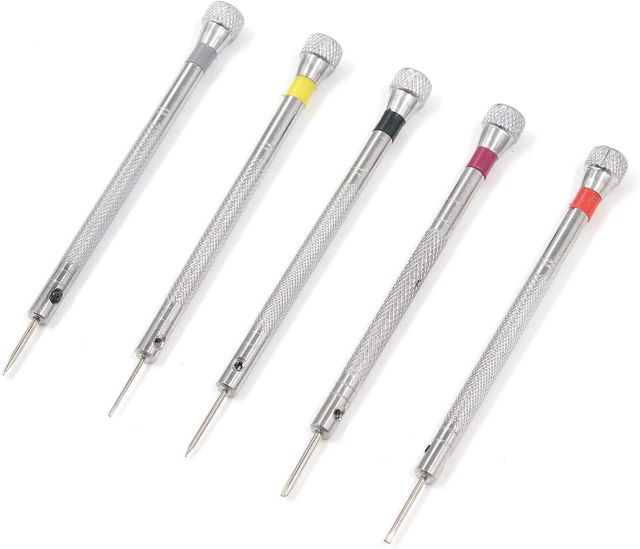 T Tulead Uhren-Schraubendreher, Präzisions-Schraubendreher, Uhrmacher, Schraubendreher, 0,8 mm/1 mm/1,2 mm/1,4 mm/1,6 mm Flachkopf-Schraubendreher