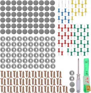 POFET 60 Stück Dachhimmel Reparatur Set,KFZ Reparatur Nieten,Auto Dachhimmel Reparatur Knopf,Auto Dach Nieten mit Schraubendreher, Lineal, Positionierungsstifte für Auto