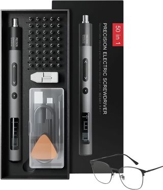 Elektrischer Schraubendreher Set | 50 in 1 Mini-Schraubenzieher Werkzeug | 3 Drehmoment Einstellungen LED Beleuchtung Für Brillen Schraubendreher | Für Elektriker, Männer, Haushalt, PC, Laptop,