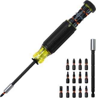 Klein Tools 32303 | 14-in-1 Multi-Bit Schraubendreher mit verstellbarer Länge, magnetischer Bit-Aufnahme & Impact-Adapter | Profi-Werkzeug für Elektriker und Installationen
