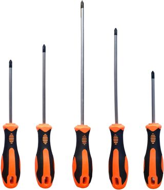 Phillips Schraubendreher Set mit Magnetspitzen, 5 * 75mm, 6 * 100mm, 6 * 125mm, 6 * 150mm, 6 * 200mm, weicher ergonomischer Griff von Standard- und Präzisionsschraubendrehern. (Orange)
