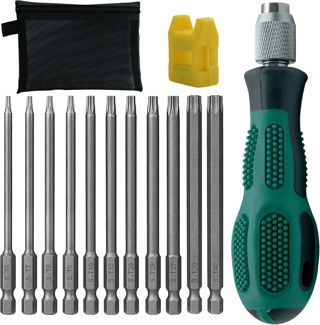 Torx Schraubendreher Set Magnetischer, mit Loch 1/4" Torx Bit Set mit Aufbewahrungstasche T6/T7/T8/T9/T10/T15/T20/T25/T27/T30/T40 für Akkuschrauber Sternschraubendreher