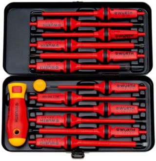Würth Zebra VDE-Schraubendreher-Satz 14-teilig Elektronik Feinmechanik in praktischer Metallbox 061390014