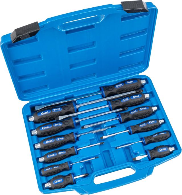 Condor Werkzeug 912 | Schraubendreher-Satz | 12-tlg. | durchgehende Klinge Außen 6-kant | Schlitz/Kreuz | magnetische Spitzen