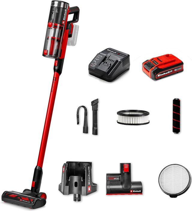 Einhell Akku-Stielstaubsauger TE-SV 18/270 Li BL Kit Power X-Change (18 V, Brushless, 270 mbar, beutellos, 3 Leistungsmodi, 3-Fach Filtersystem,inkl. Zwei Zusatzfilter, 4,0 Ah Plus Akku &Ladegerät)