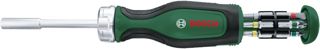 Tournevis à cliquet avec 12 embouts Bosch (tournevis à cliquet à couple élevé pour vissages exigeants ; magasin d’embouts amovible ; porte-embout magnétique) - Amazon Edition Vert