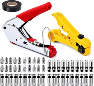 53 Stück Koaxialkabel Crimper Set - Verstellbare Doppelschneide Abisolierer