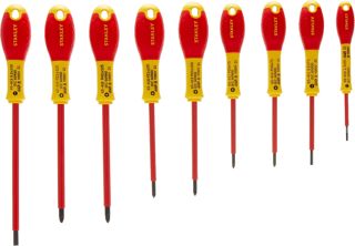 Stanley FatMax Schraubendreher-Set, isoliert, Satz, Schlitz, Phillips, Pozidriv, Tester, 10-teilig, 0-62-573