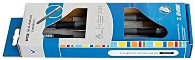 UNIOR 620959 - Juego de 5 destornilladores para electrónica en caja de cartón serie 606CS5E