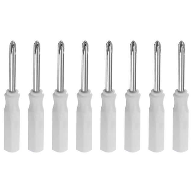 QUARKZMAN 8 Stück PH1 Mini Kreuzschraubendreher Set Kleine Schraubenzieher Set 2.5mm Magnetisch Kreuzkopf 45mm Länge Feinmechaniker Schraubendreher Set für Reparatur Werkzeug Set, Weiß