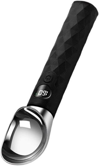 Beheizter Eisportionierer über USB, LED-Temperaturanzeige, wasserdichter Metalllöffel für Gelato, Joghurt, Kinder, ergonomischer Griff (lila)