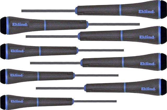 Eklind 92400 PSD Sechskant-Präzisionsschraubendreher, 8-teiliges Set, metrische MM-Größen 0,7-4