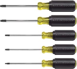 Klein Tools 19555 TORX-Schraubendreher-Set, 5-teilig | Cushion-Grip-Griffe für komfortables Schrauben | Farbcodierte Griffenden | T15, T20, T25, T27 und T30, verchromte Schäfte