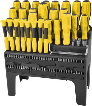 Brüder Mannesmann Schraubendrehersatz 100 tlg., CV-Stahl, Ständer | M11426