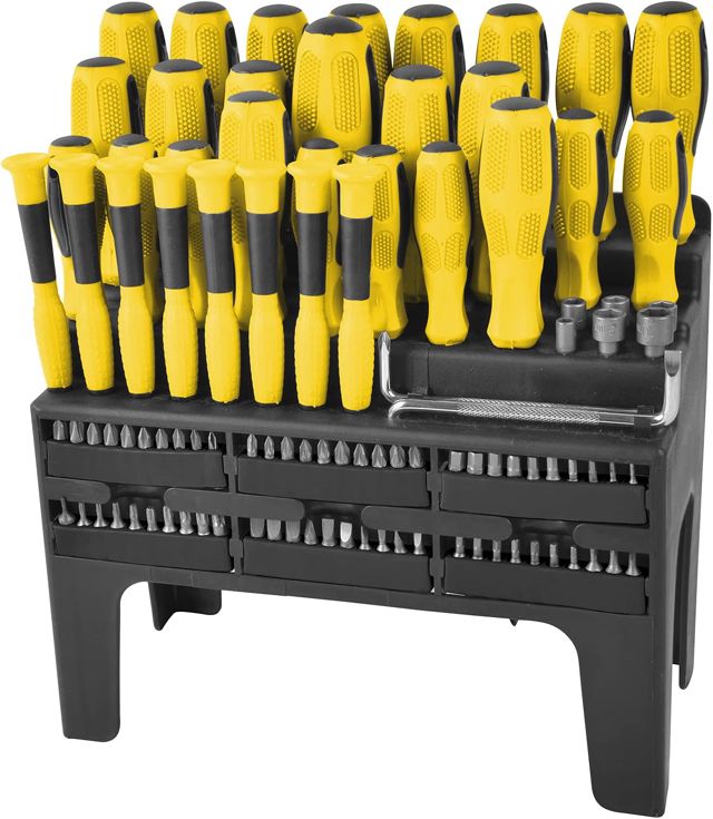 Brüder Mannesmann Schraubendrehersatz 100 tlg., CV-Stahl, Ständer | M11426