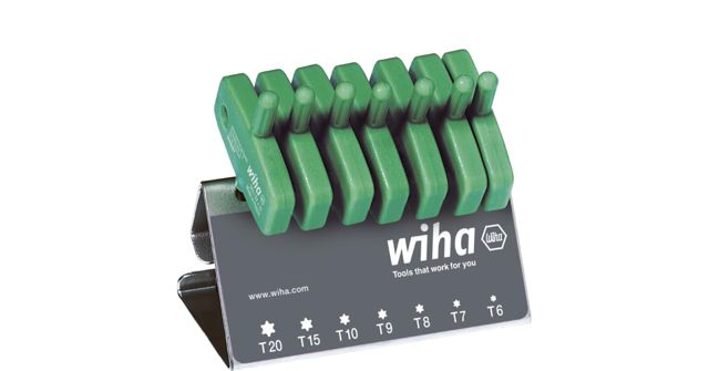 Wiha Stiftschlüssel mit Fähnchengriff Set TORX® 7-tlg. brüniert im Werkbankständer (25625)