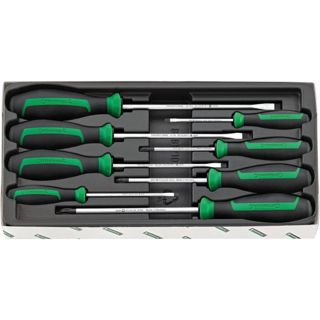 STAHLWILLE Schraubendreher Set 8-tlg. | 5 Schlitzschraubendreher, 3 Kreuzschlitzschraubendreher PH1; PH2; PH3 mit 3-Komponenten-Griff | Made in Germany