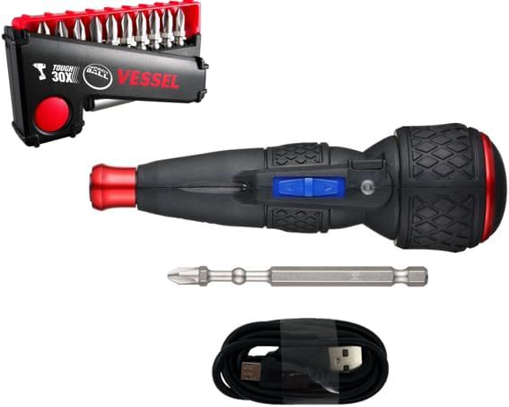 VESSEL e-ASSIST Schraubendreher, höheres Drehmoment (17,7 lbf-in), Kombi-Set mit Impact Ball Torsions-Bit, 11-teiliges Set, hergestellt in Japan