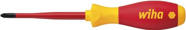 Wiha Schraubendreher SoftFinish® electric slimFix Phillips (35394) PH2 x 100 mm für tiefliegende Schrauben, ergonomischer Griff für kraftvolles Drehen, Allrounder für Elektriker, VDE-geprüft, stückgeprüft