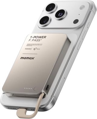 MOMAX Ultraflache Powerbank 10000mAh, 30W Schnellladung mit integriertem USB-C Kabel, 56% Ladung in 30 Min., Sicherer Akku für iPhone 17, Air & Android, Täglicher Einsatz & Reise-Essential