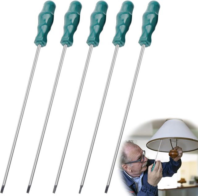 Torx Lang Schraubendreher 5 Stück: HOMURY 400mm Schraubendreher Set Lang T15 T20 T25 T27 T30, Plus Lange Sternschraubendreher mit Ergonomischen Griffen, Schraubendreher Magnetisch