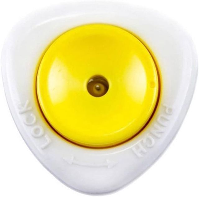Piercer für gekochte Eier, Egg Punch Piercer, Locher, Pricker, Küchenwerkzeug, halbautomatisch, mit Sicherheitsverriegelung, weiß, gelb