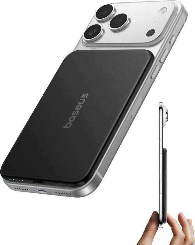 Baseus Picogo Air AM71 0.69cm Ultra Slim 5000mAh Magsafe Powerbank, CCC Zertifizierung Magnetische tragbares Ladegerät mit USB-C, 22.5W Fast Charging Externe Akkupack für iPhone 18/17/16/15/14/13 Only