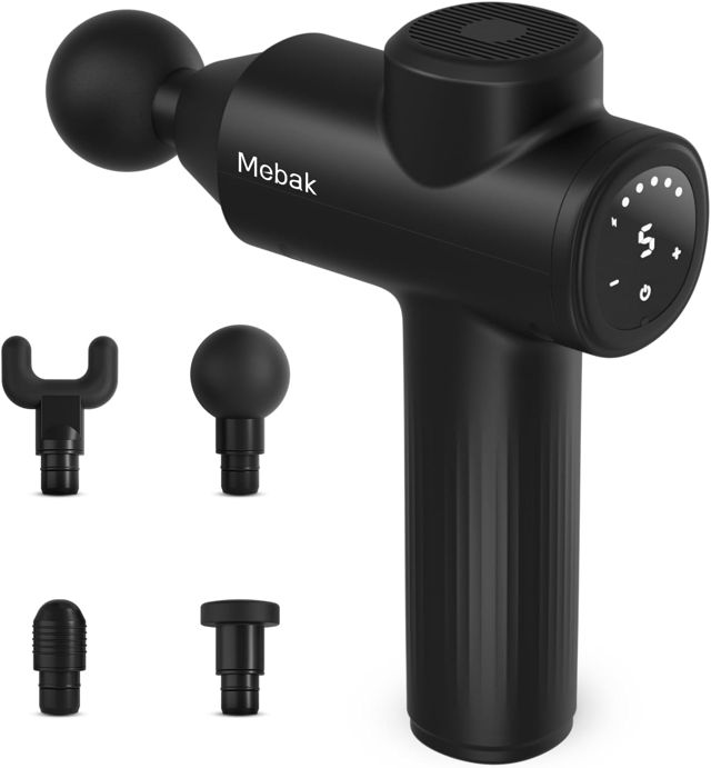 Mebak 7 Massagepistole Massagegerät Massage Gun Deep Tissue 5-Speed Faszienpistole Leise Elektrische Handmassagegeräte Entspannt die Muskeln，Schmerzlinderung für Rücken, Oberschenkel (Schwarz 1)