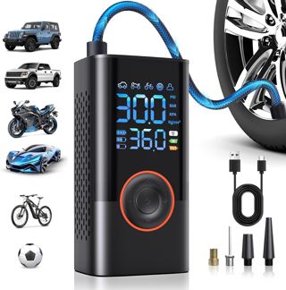 Elektrische Luftpumpe,150PSI/10,3 BAR elektrisch Fahrradpumpe Tragbare Akku 12v Kompressor mit Digital LED-Licht Voreingestellter Reifendruck Auto-Stopp für alle Fahrräder Motorrad Auto