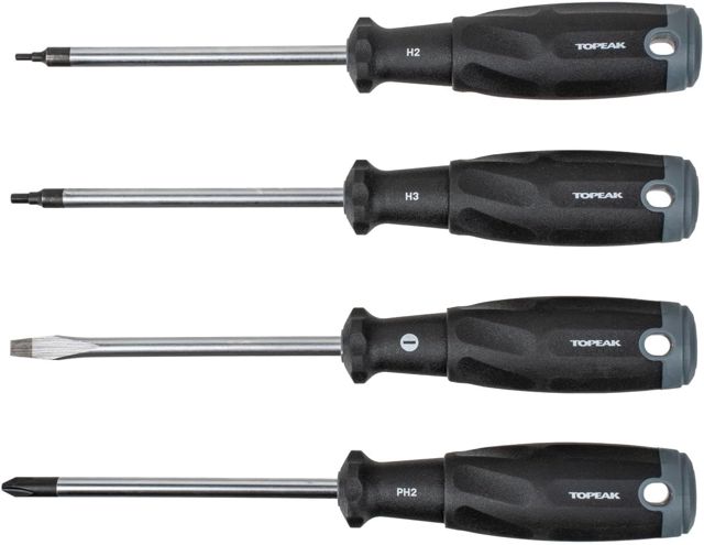 Topeak Schraubendreher Set 4-TLG, Stahl/Composite, Schwarz/Gelb, ergonomische Griffe, langlebiges Fahrradwerkzeug, Länge 20,5 cm, 15400218