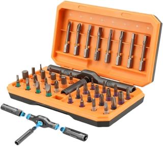42-in-1 Magnetisches Schraubendreher-Set: Ratschen Schraubendreher Set mit Tragetasche, Multi-Bit-Magnetschraubendreher-Set mit Abnehmbarem Ratschengriff für Möbel, Computer, (Orange ）