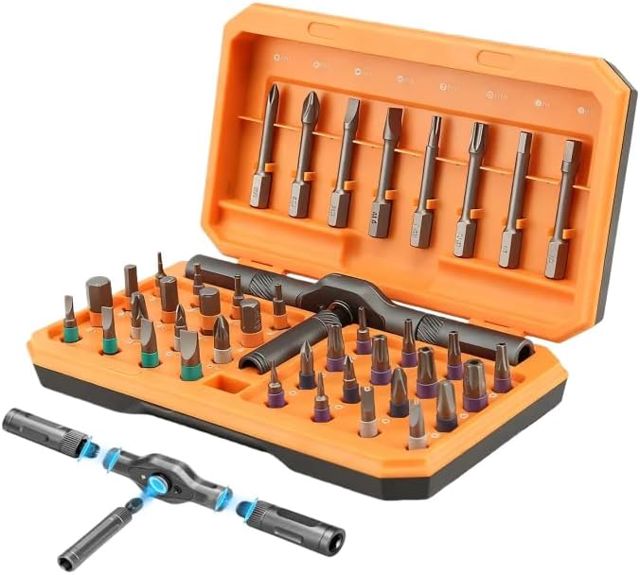 42-in-1 Magnetisches Schraubendreher-Set: Ratschen Schraubendreher Set mit Tragetasche, Multi-Bit-Magnetschraubendreher-Set mit Abnehmbarem Ratschengriff für Möbel, Computer, (Orange ）