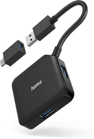 Hama 4-Port USB 3.2 Gen1 Hub (4in1 Verteiler mit 4 Anschlüssen und USB C Adapter, 5 Gbit/s)
