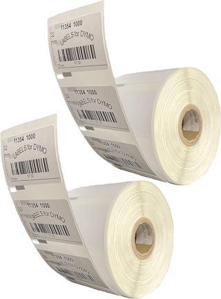 LEYF Dymo Etiketten für Labelwriter 11354-10 Rolle Pack Etiketten x 1000 St. Je Rolle = 10000 Etikette, Selbstklebend, Kompatibel für Dymo Labelwriter & Seiko Etikettendrucker, 57 X 32 mm, 10X11354