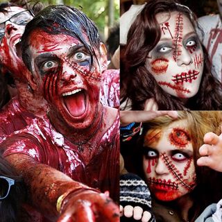 9 Blatt Halloween Fake Narben Tattoos Damen Herren Erwachsene, Fake Wunde Blut Verletzung Schnitt Kratzer Stiche Temporäre Tattoos Aufkleber, Vampir Gesicht Halloween Zombie Make Up Kit Zubehör