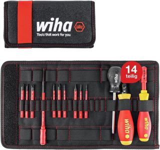 Wiha Drehmoment Schlüssel Schraubendreher Set torquevario-s electric (40674) gemischt 14tlg. 0,8-5,0 Nm inkl. Falttasche Schlitz Kreuz Plusminus