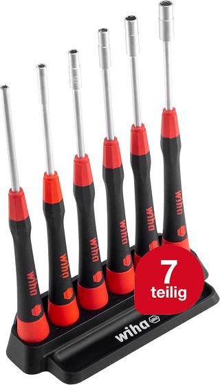 Wiha Juego de destornilladores de precisión PicoFinish® Llaves de vaso hexagonal, de 7 unid., incl. soporte (42994)