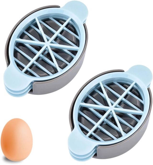 2 Stück Eierschneider, 3-in-1 Eierschneider, Erdbeerschneider, gekochtes Ei, multifunktionales Eierschneider-Werkzeug für gekochtes Ei, weiches Obst