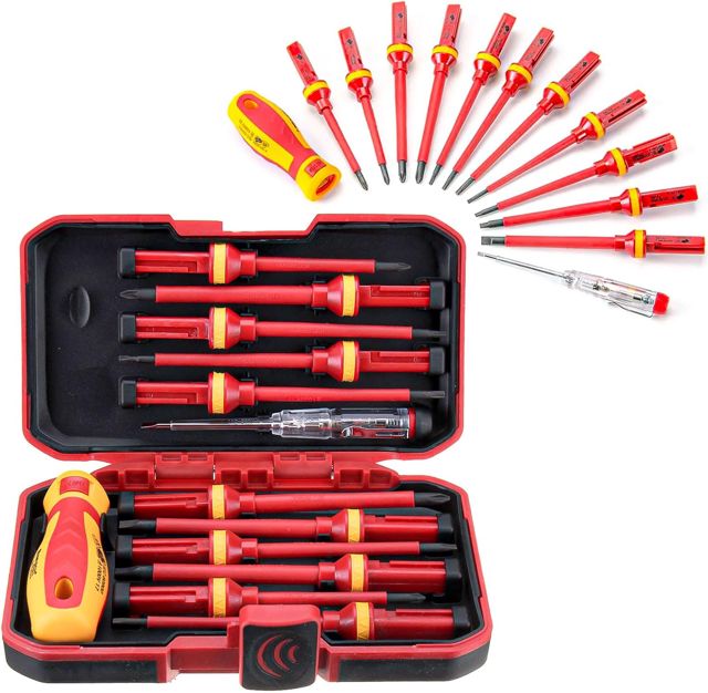 13 Stück Isolierte VDE Schraubendreher Set Elektriker, Screwdriver Set Mit Spannungsprüfer für Spannungen bis 1000V, Steckbar Magnetisch Schlitz Torx Screwdriver Durable Hand Werkzeuge