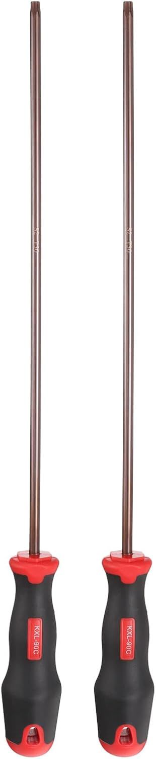 QUARKZMAN 2 Stück T8 Torx Schraubendreher 160mm Magnetische Schraubenzieher 85mm Wärmebehandelter S2 Legierungsstahl mit Ergonomischem Griff Für DIY Reparaturen, Rot Braun