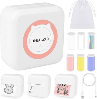 ELZO Bluetooth‑Thermo‑Etikettendrucker 6 Rollen Etiketten, USB‑aufladbar