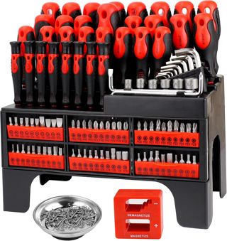 118 tlg. Schraubendreher Set, Magnetisches Feinmechaniker Schraubenzieher Set mit Kunststoffablage, Präzisionsschraubendreher, Magnetisierer und Magnetschale für DIY, Wartungsmöbel, Spielzeug