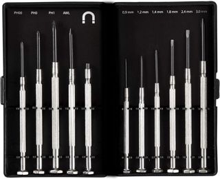 Feinmechaniker Schraubendreher Set mit drehbaren Köpfen, Mini Schraubendrehersatz 11 teilig für Elektronik, Uhrmacherwerkzeug, Modellbau, Laptop, Handy, Brillen