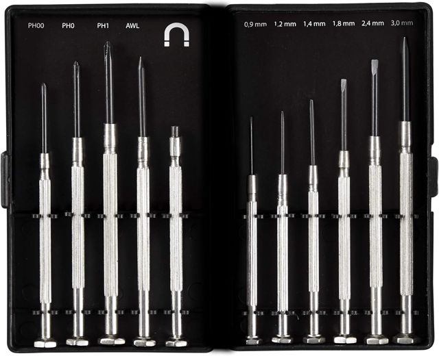 Feinmechaniker Schraubendreher Set mit drehbaren Köpfen, Mini Schraubendrehersatz 11 teilig für Elektronik, Uhrmacherwerkzeug, Modellbau, Laptop, Handy, Brillen