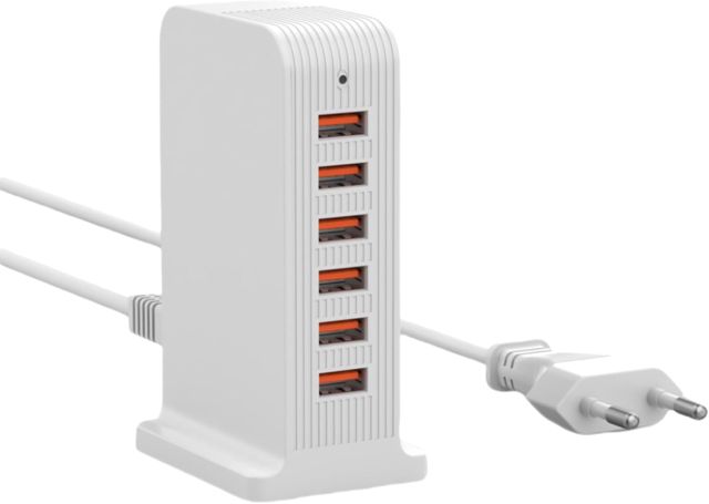 50W USB Ladestation Mehrfach,6-Port USB Ladegerät Tower mit Smart IC