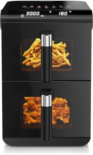 Arendo - Heißluftfritteuse XXL Dual Zone 2 Kammern – 11,4L Kapazität – 2 Zonen – Airfryer Doppelkammer mit Sichtfenster – 13 Programme – BPA-frei - 3D Umluftsystem - Sync und Match-Funktion