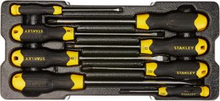 Stanley Schraubendreher Cushiongrip-Set, TransModul-System, 8-teiliges Set bestehend aus 3x100mm, 5x150mm, 6.5x150mm, 8x200mmm, PH0x60mm, PH1x100mm, PH2x125mm, PH3x150mm, mit Stahlklinge, STMT1-74181