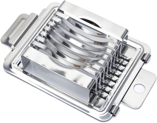 Robuster Eierschneider mit Edelstahldrähten, Multifunktionsschneider für Eier, Pilze und Tomaten, Silber